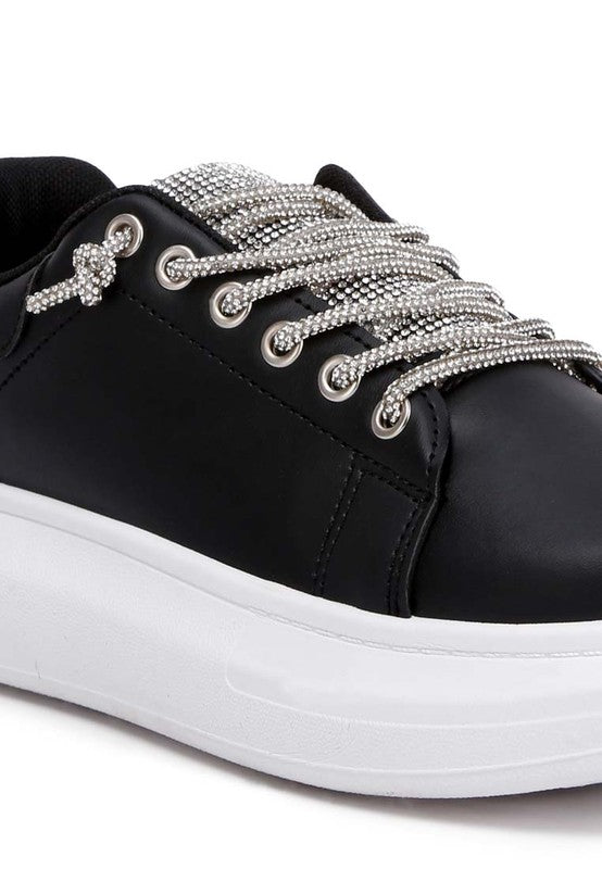 Jaxen Rhinestones Lace Up Sneakers - G Marie's Boutique 