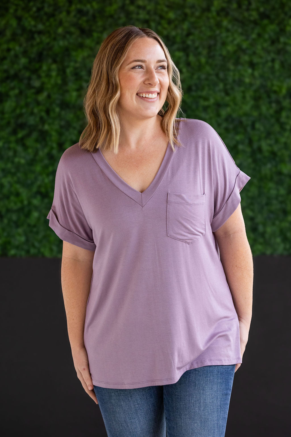 Michelle Mae Sierra Pocket Tops - Dusty Purple