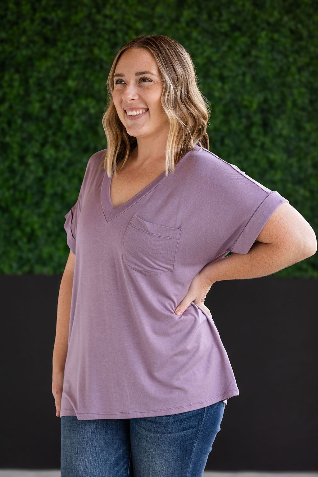 Michelle Mae Sierra Pocket Tops - Dusty Purple