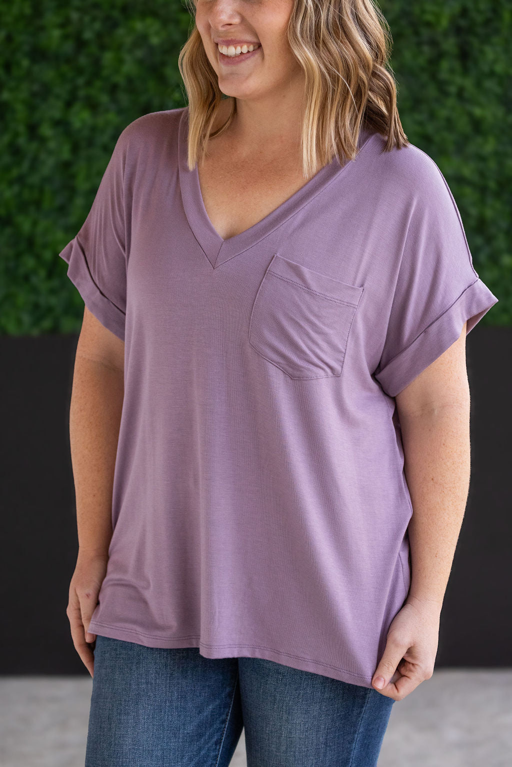 Michelle Mae Sierra Pocket Tops - Dusty Purple