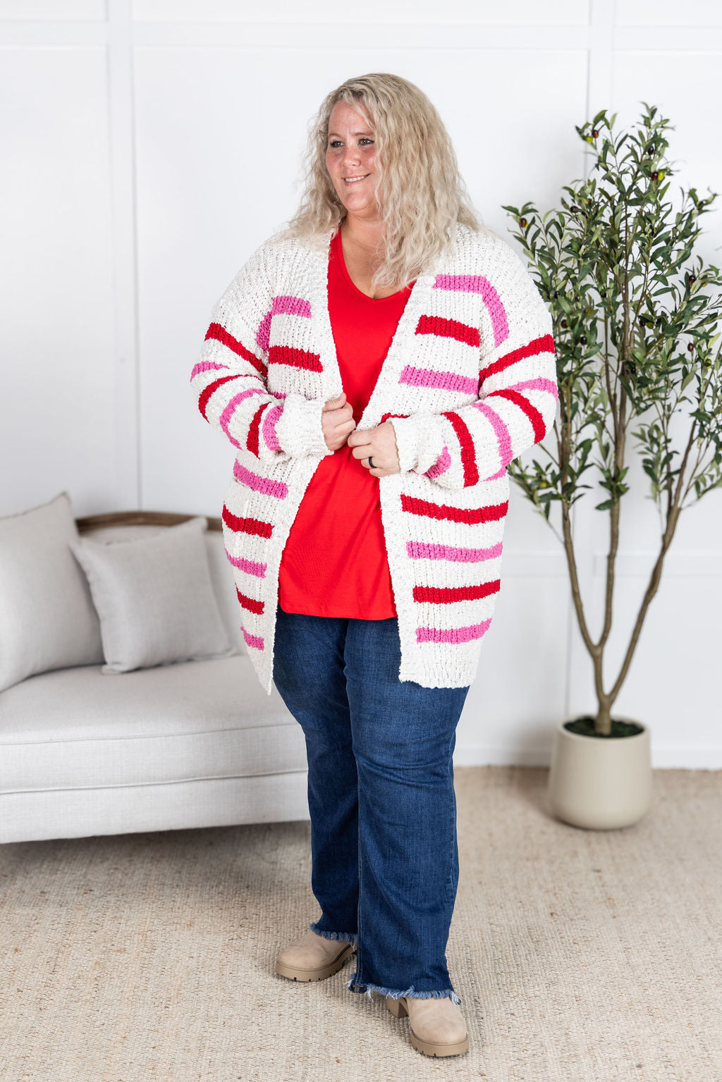 Michelle Mae Valentine's Stripe Cardigan