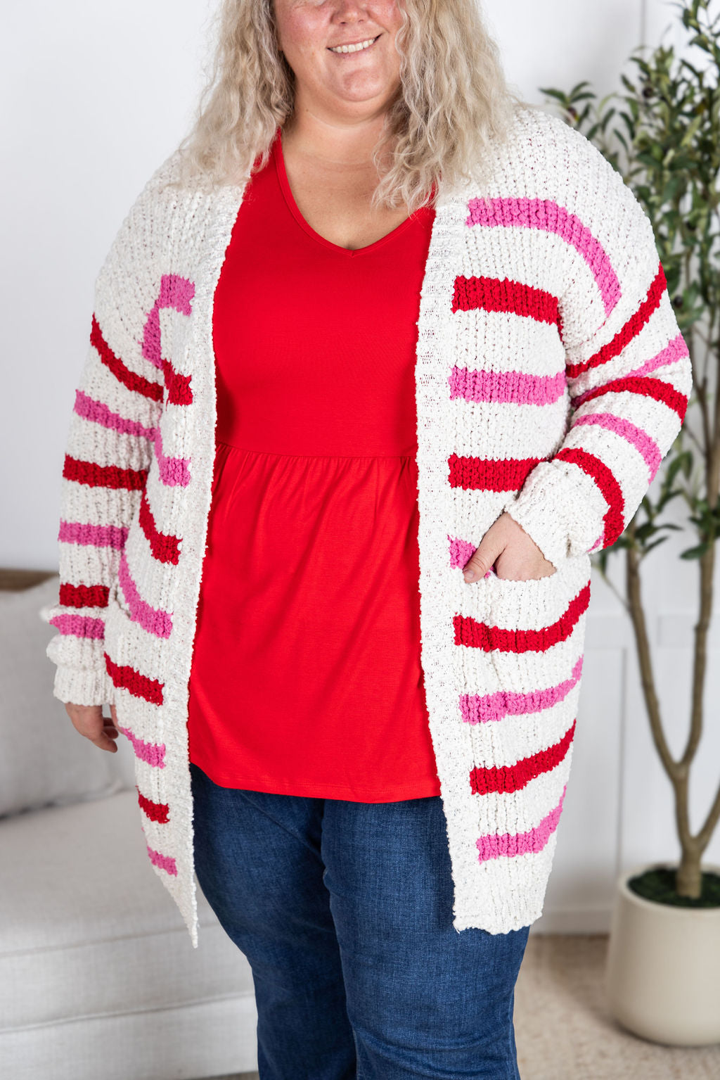 Michelle Mae Valentine's Stripe Cardigan