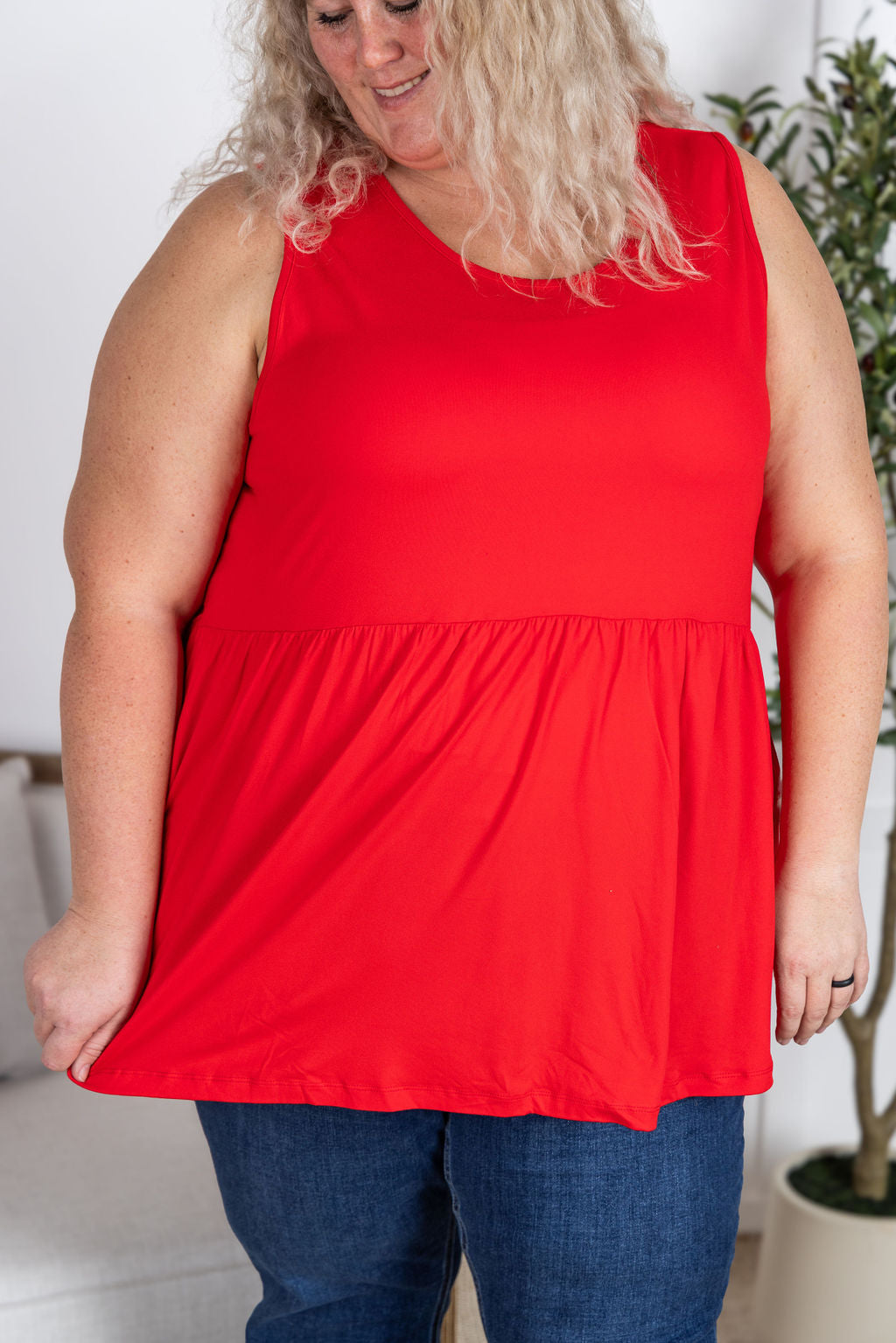 Michelle Mae Renee Ruffle Tank - Red