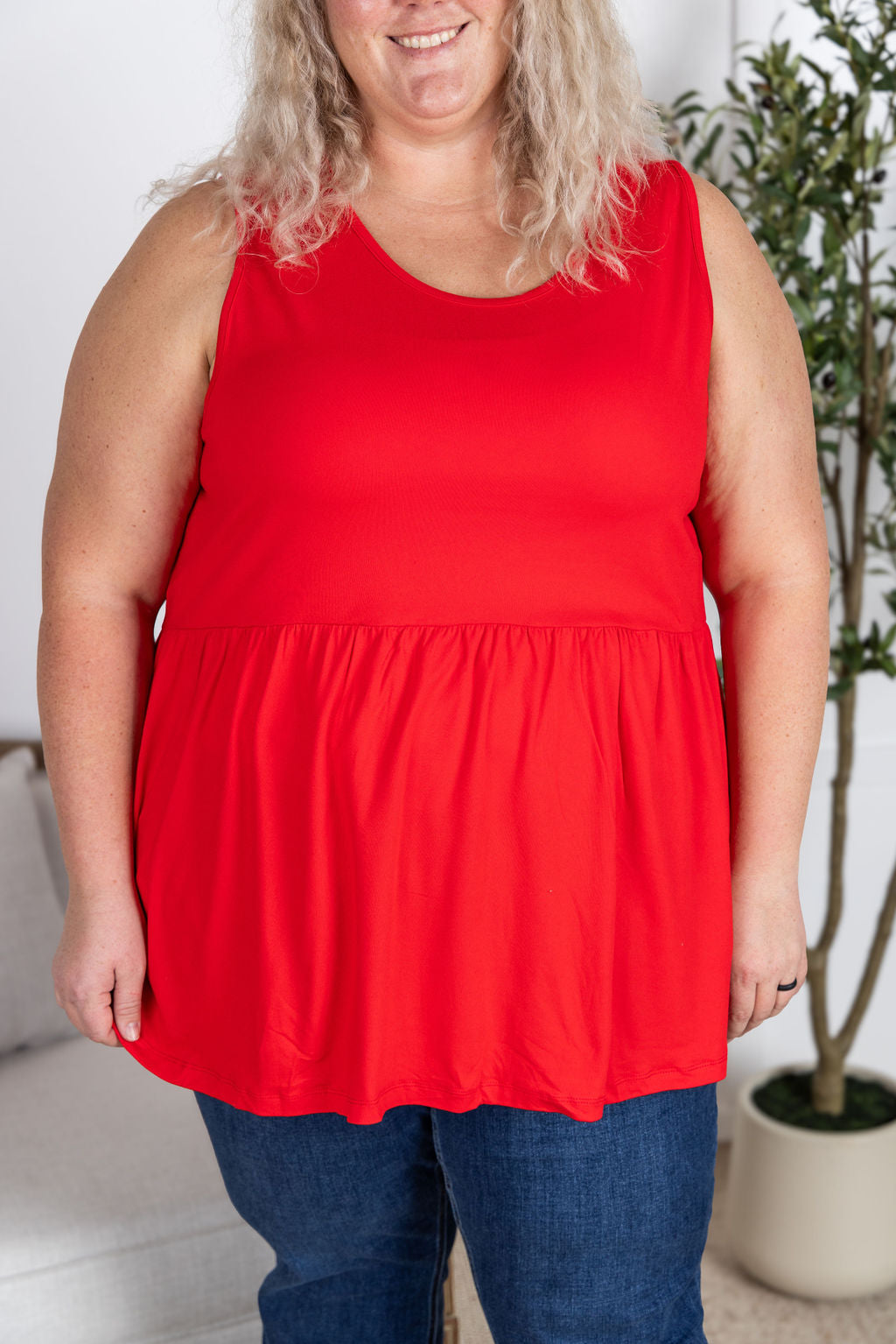 Michelle Mae Renee Ruffle Tank - Red