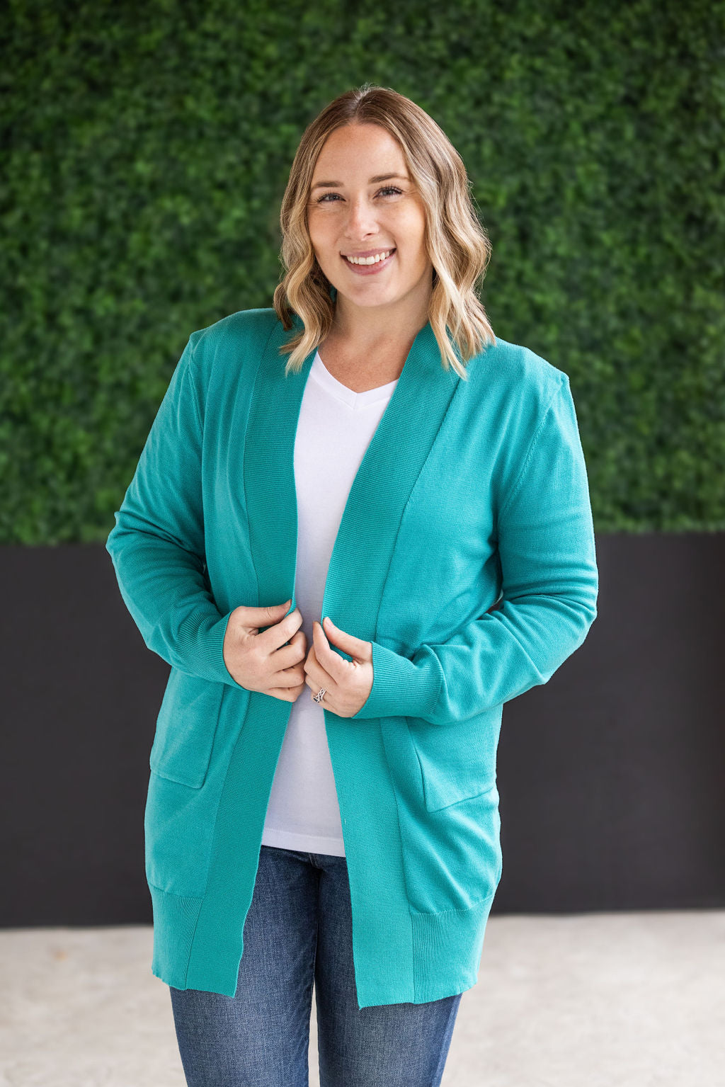 Michelle Mae High Pocket Cardigan - Teal FINAL SALE