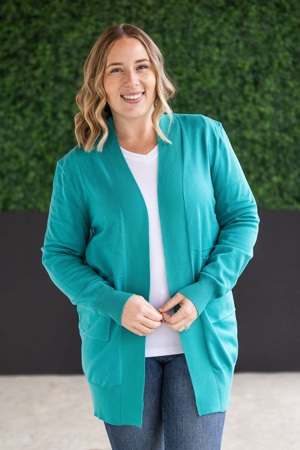 Michelle Mae High Pocket Cardigan - Teal FINAL SALE