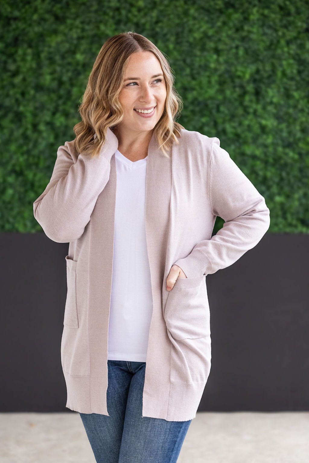 Michelle Mae High Pocket Cardigan - Champagne FINAL SALE