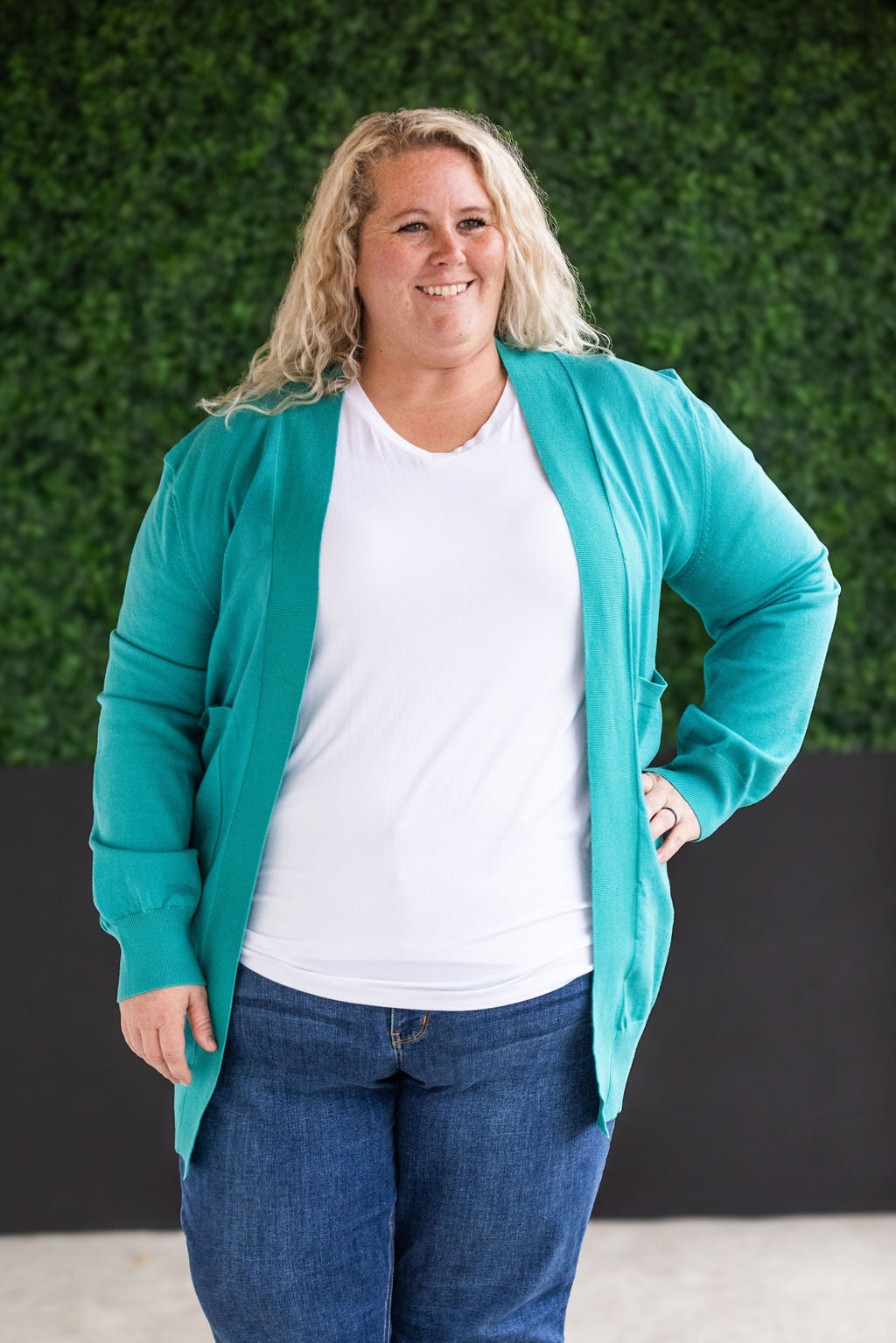 Michelle Mae High Pocket Cardigan - Teal FINAL SALE