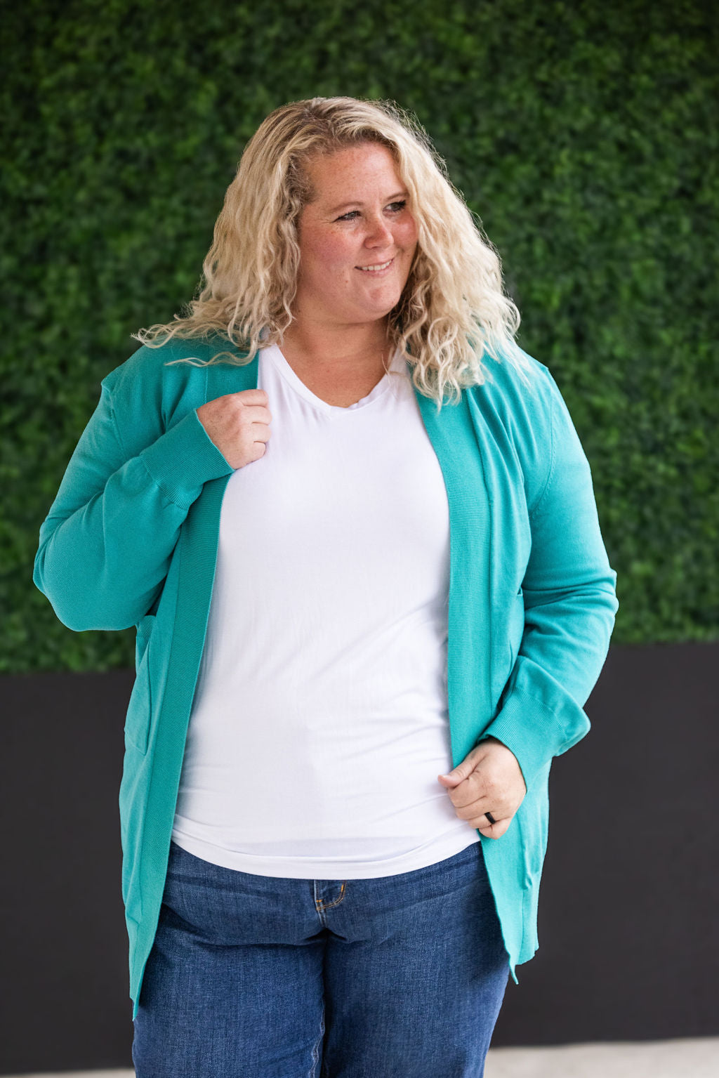 Michelle Mae High Pocket Cardigan - Teal FINAL SALE