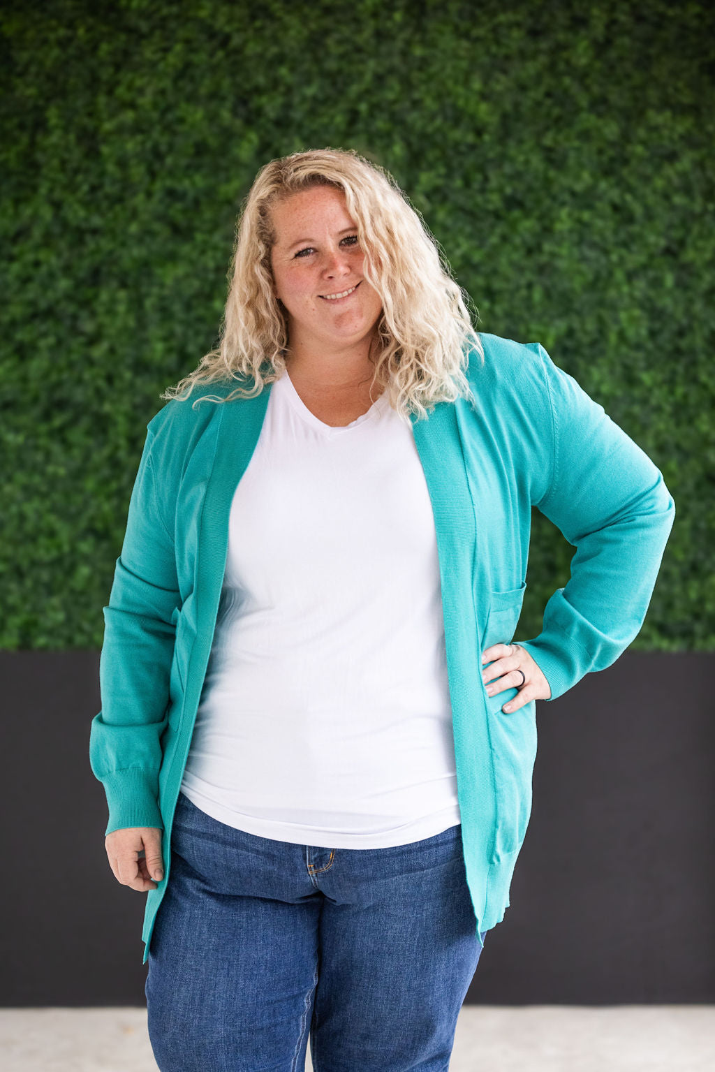 Michelle Mae High Pocket Cardigan - Teal FINAL SALE