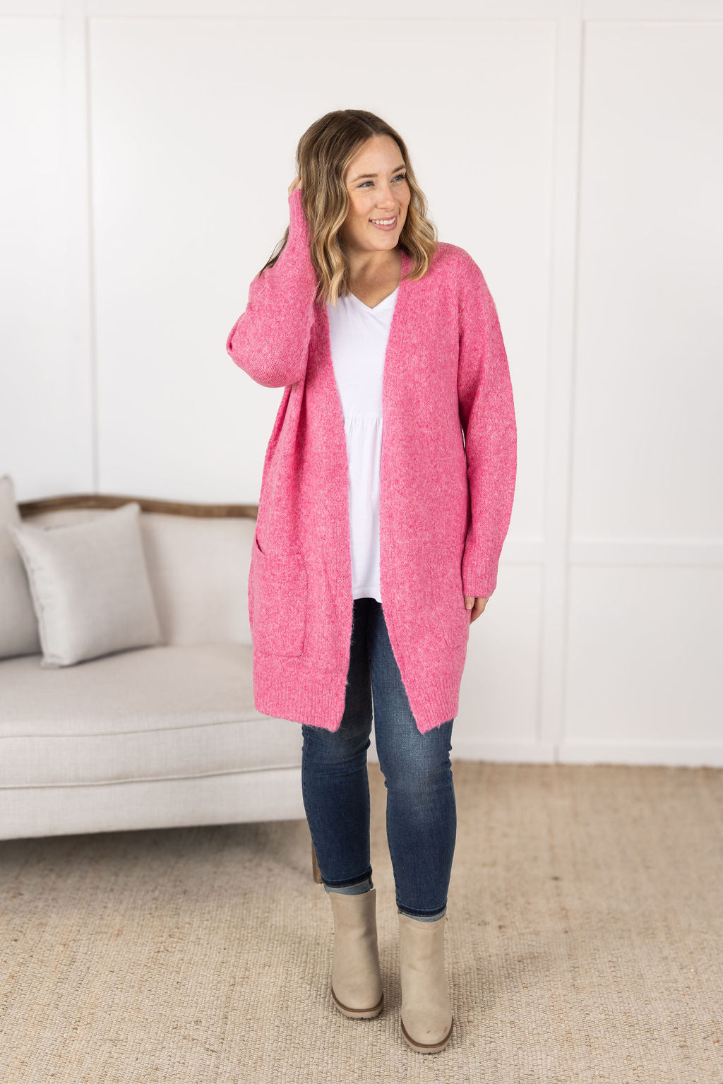 Michelle Mae Madison Cozy Cardigan - Pink