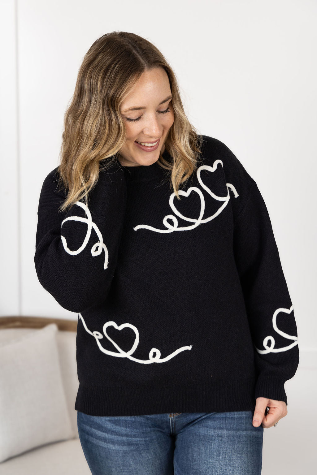 Michelle Mae Black Hearts Sweater