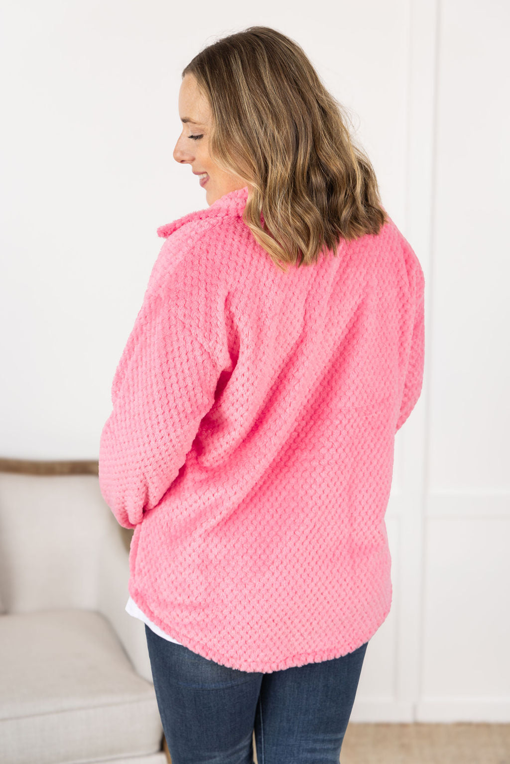 Michelle Mae Fleece Shacket - Pink