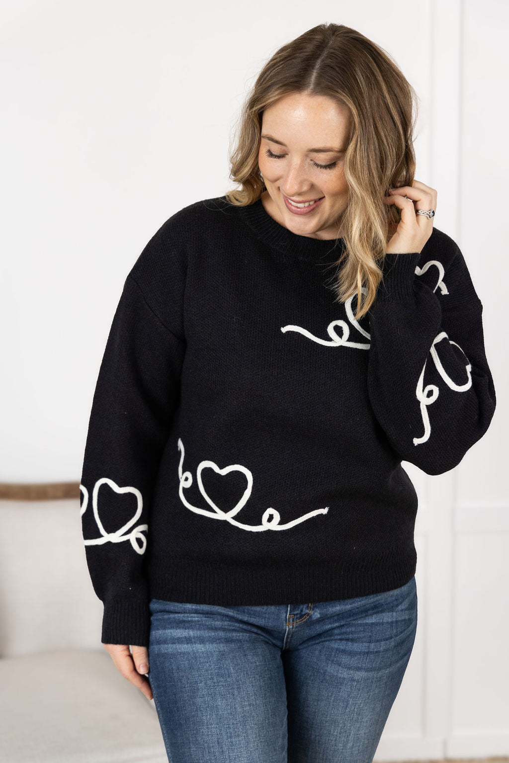 Michelle Mae Black Hearts Sweater