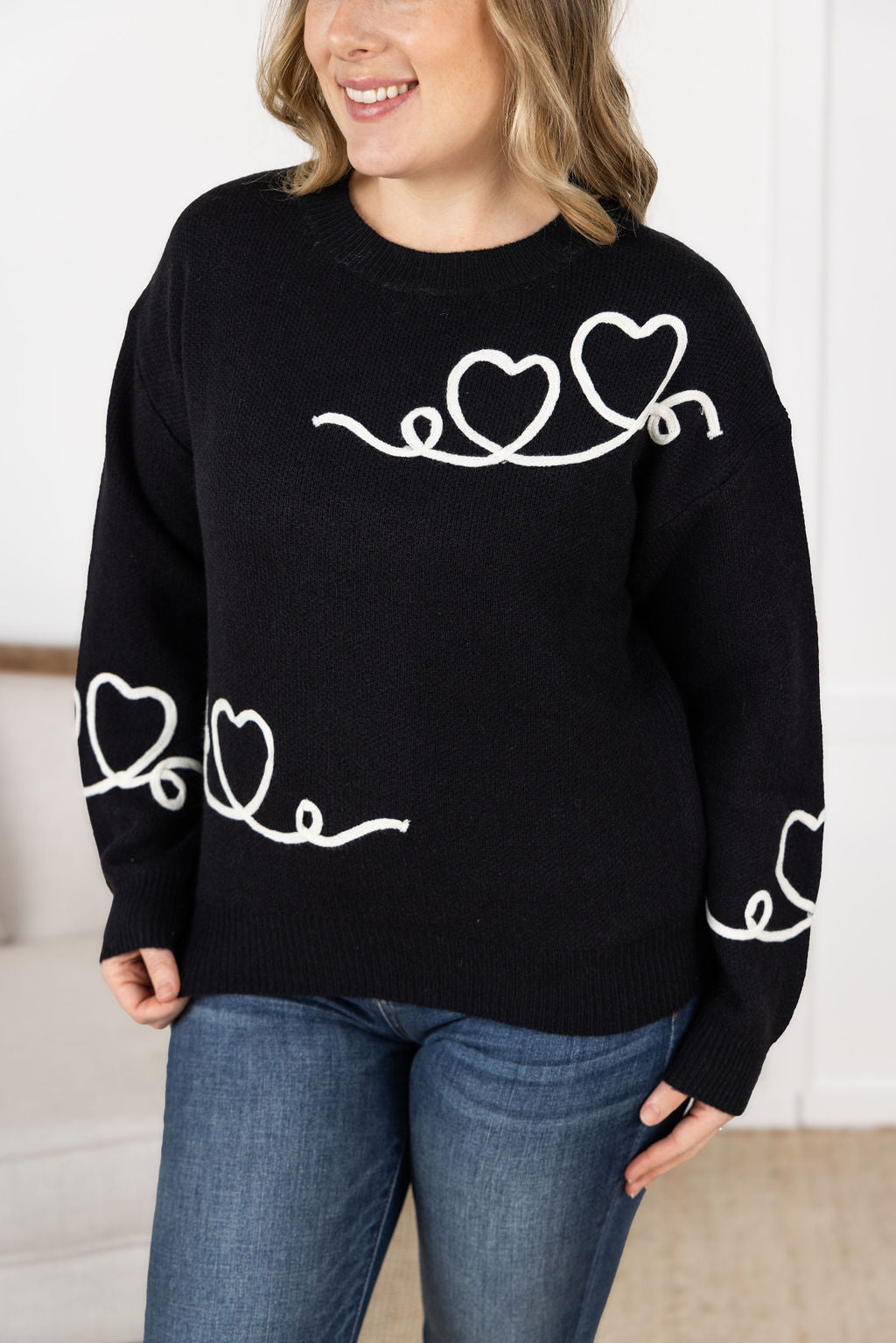 Michelle Mae Black Hearts Sweater