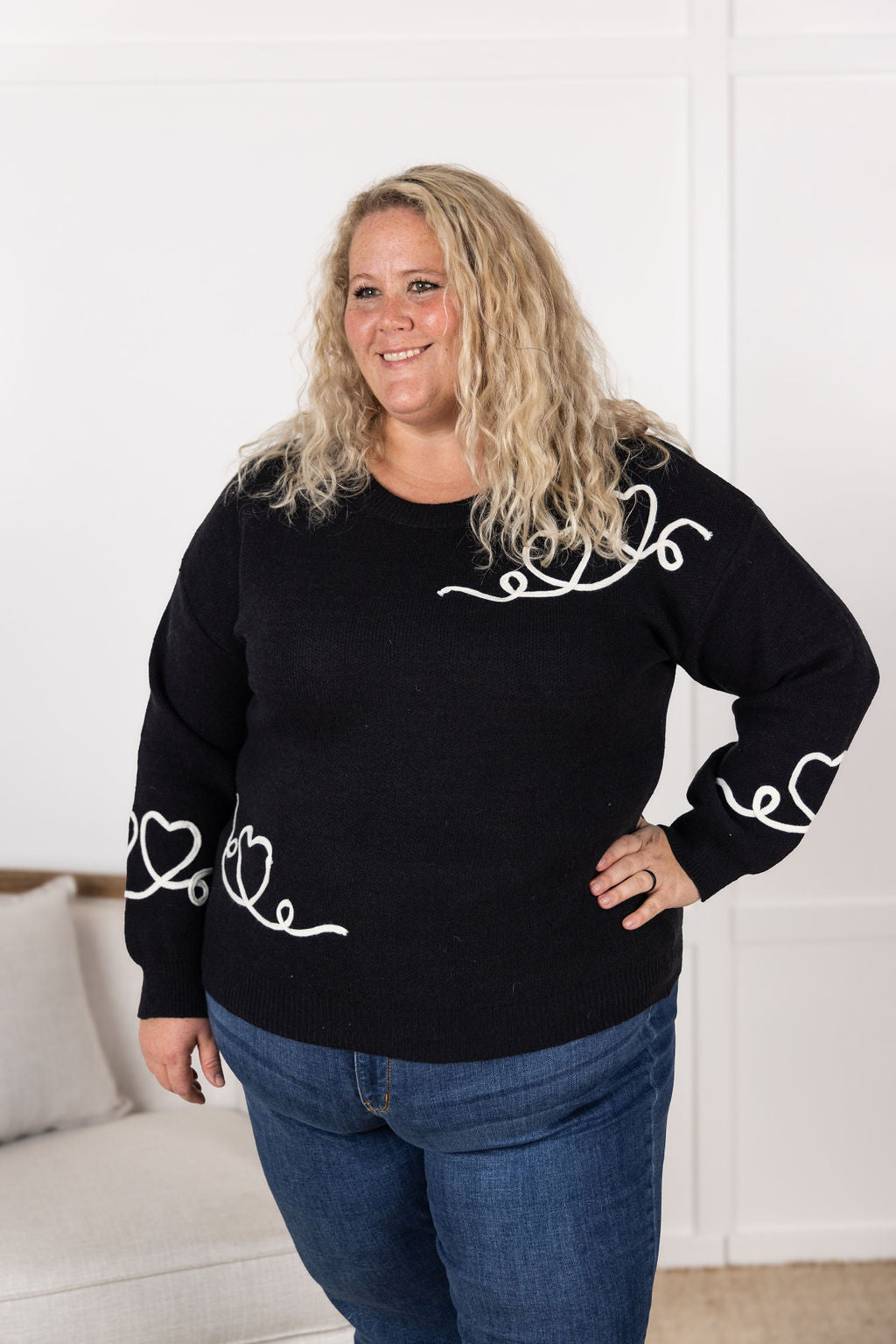 Michelle Mae Black Hearts Sweater