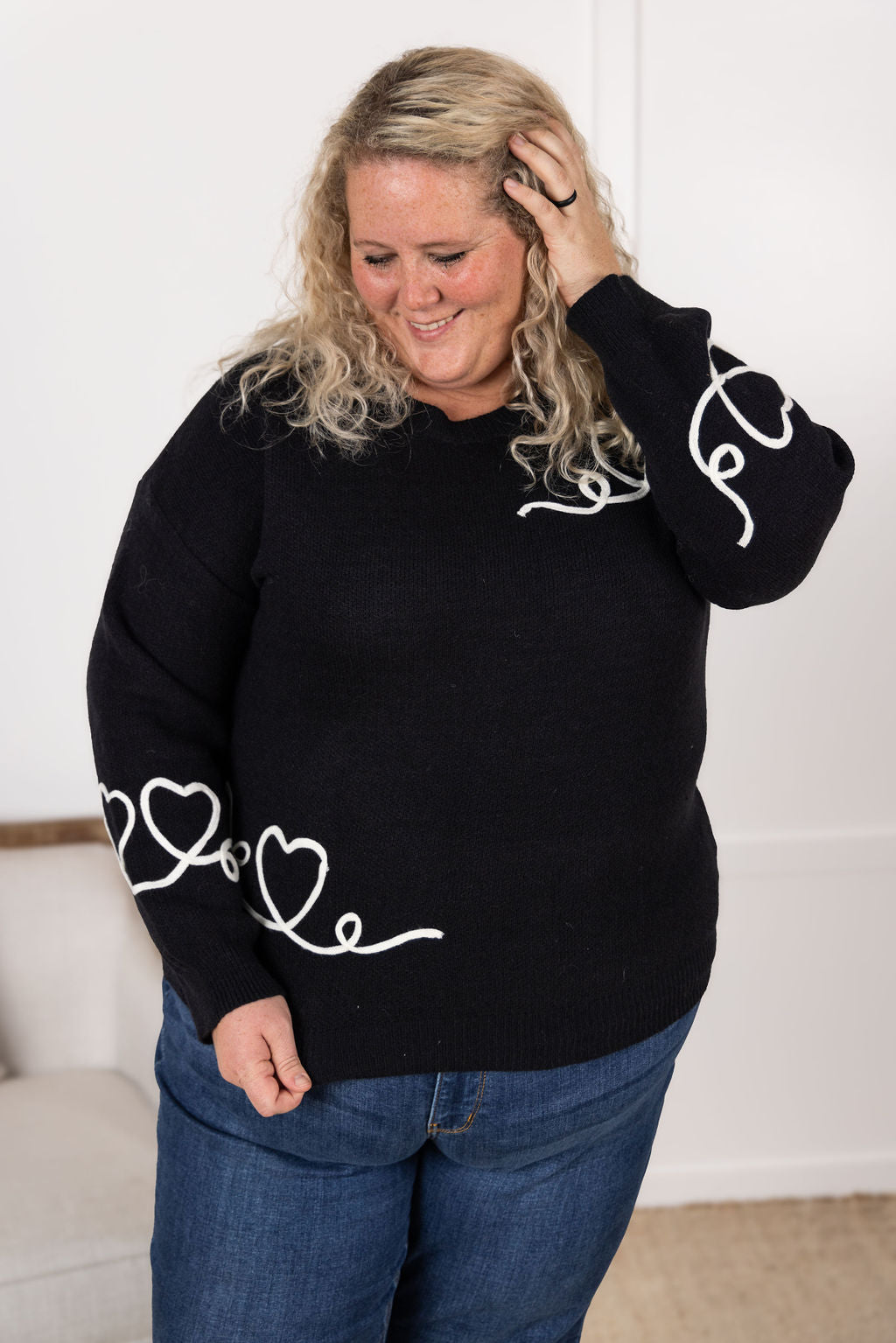 Michelle Mae Black Hearts Sweater