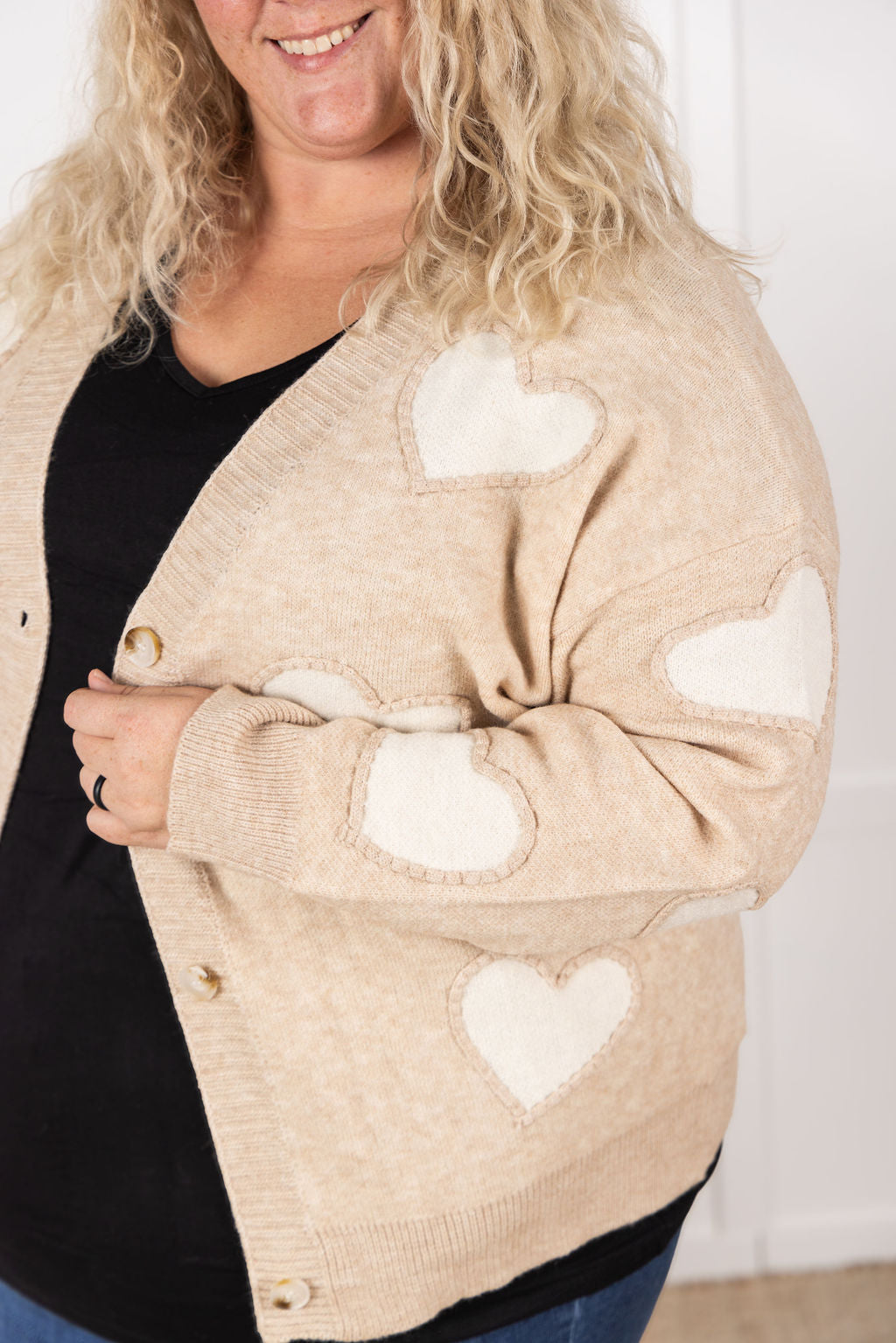 Michelle Mae Sweetheart Cardigan - Tan