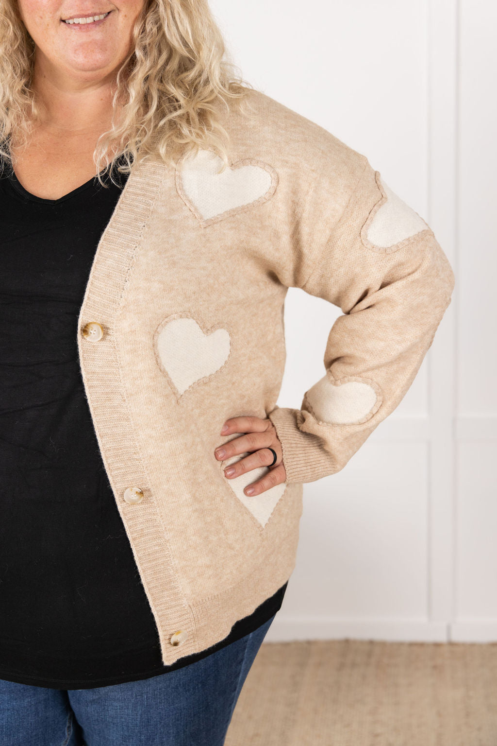 Michelle Mae Sweetheart Cardigan - Tan