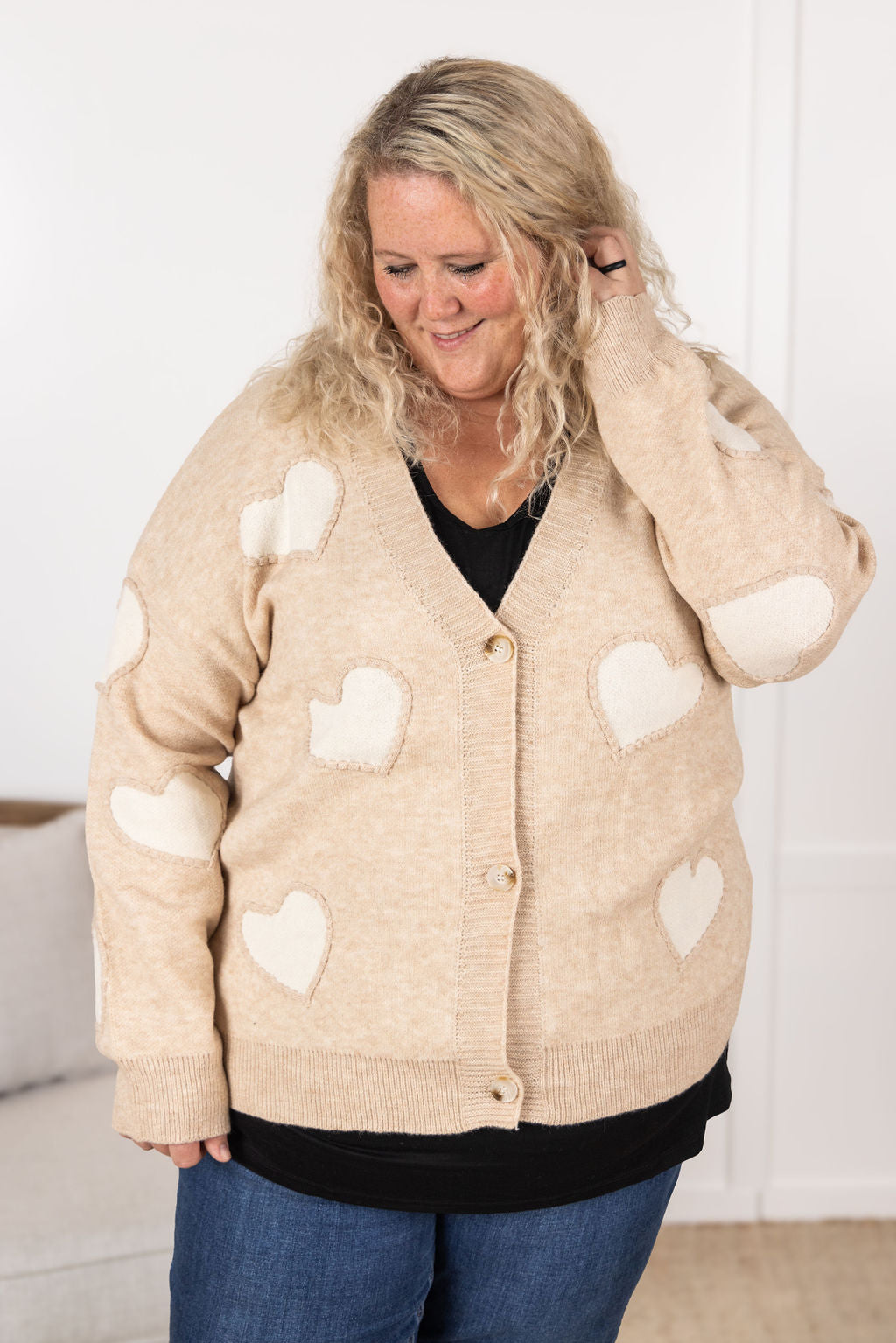 Michelle Mae Sweetheart Cardigan - Tan