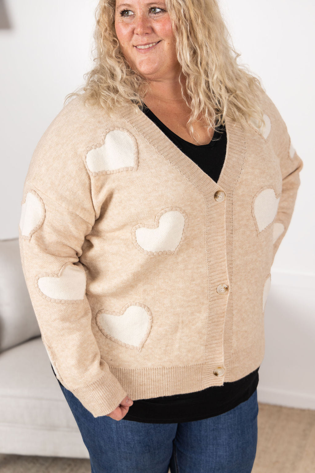 Michelle Mae Sweetheart Cardigan - Tan