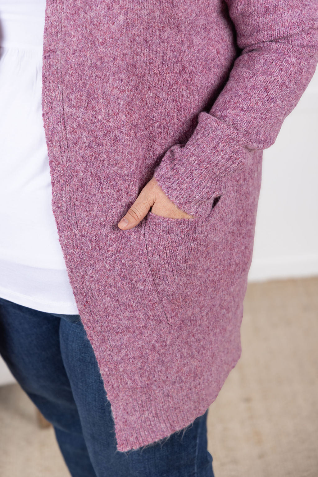 Michelle Mae Madison Cozy Cardigan - Frosted Berry