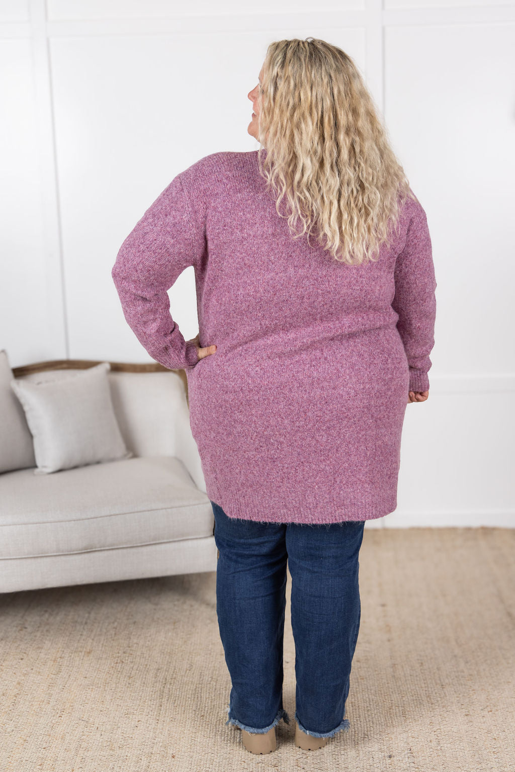 Michelle Mae Madison Cozy Cardigan - Frosted Berry