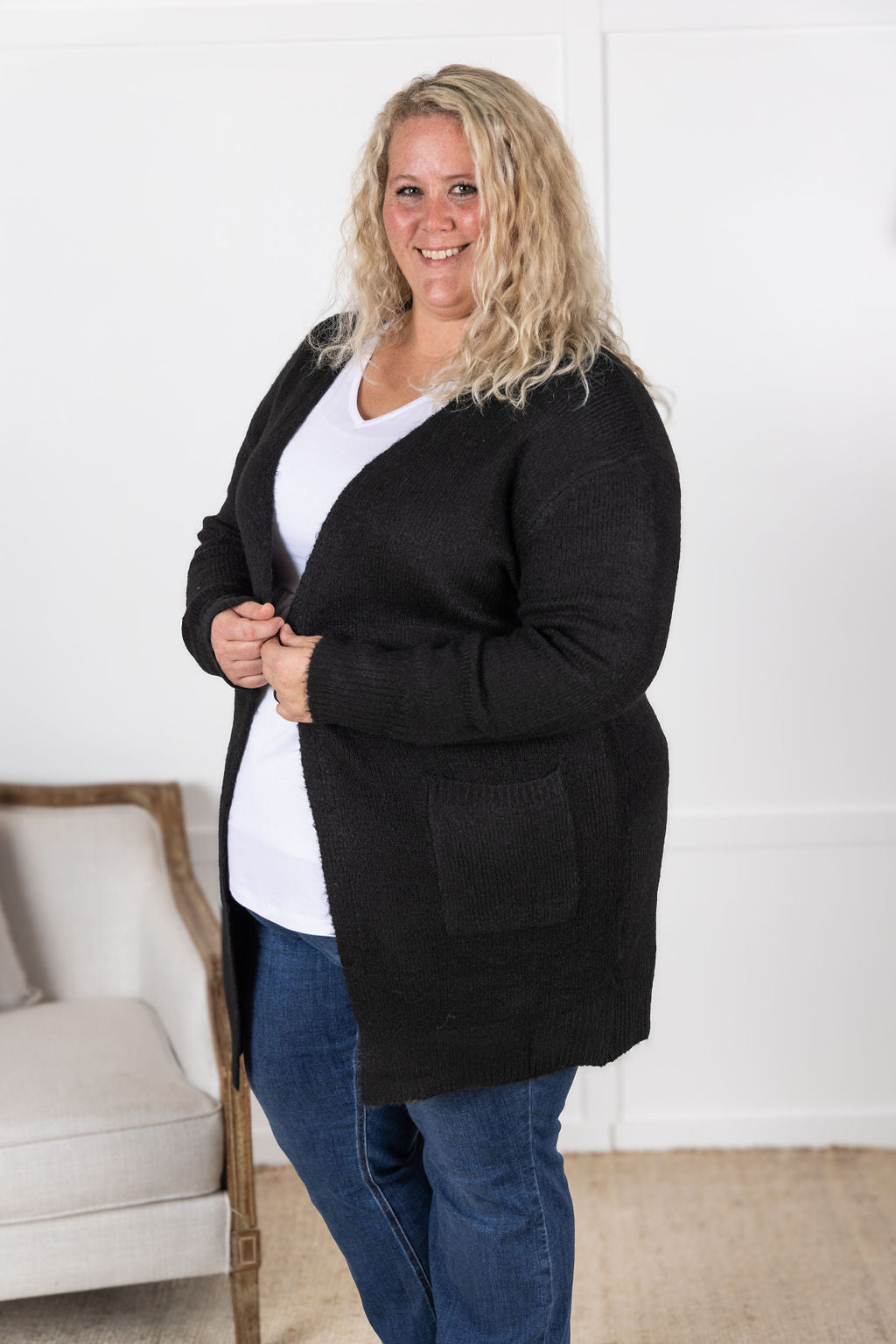 Michelle Mae Madison Cozy Cardigan - Jet Black