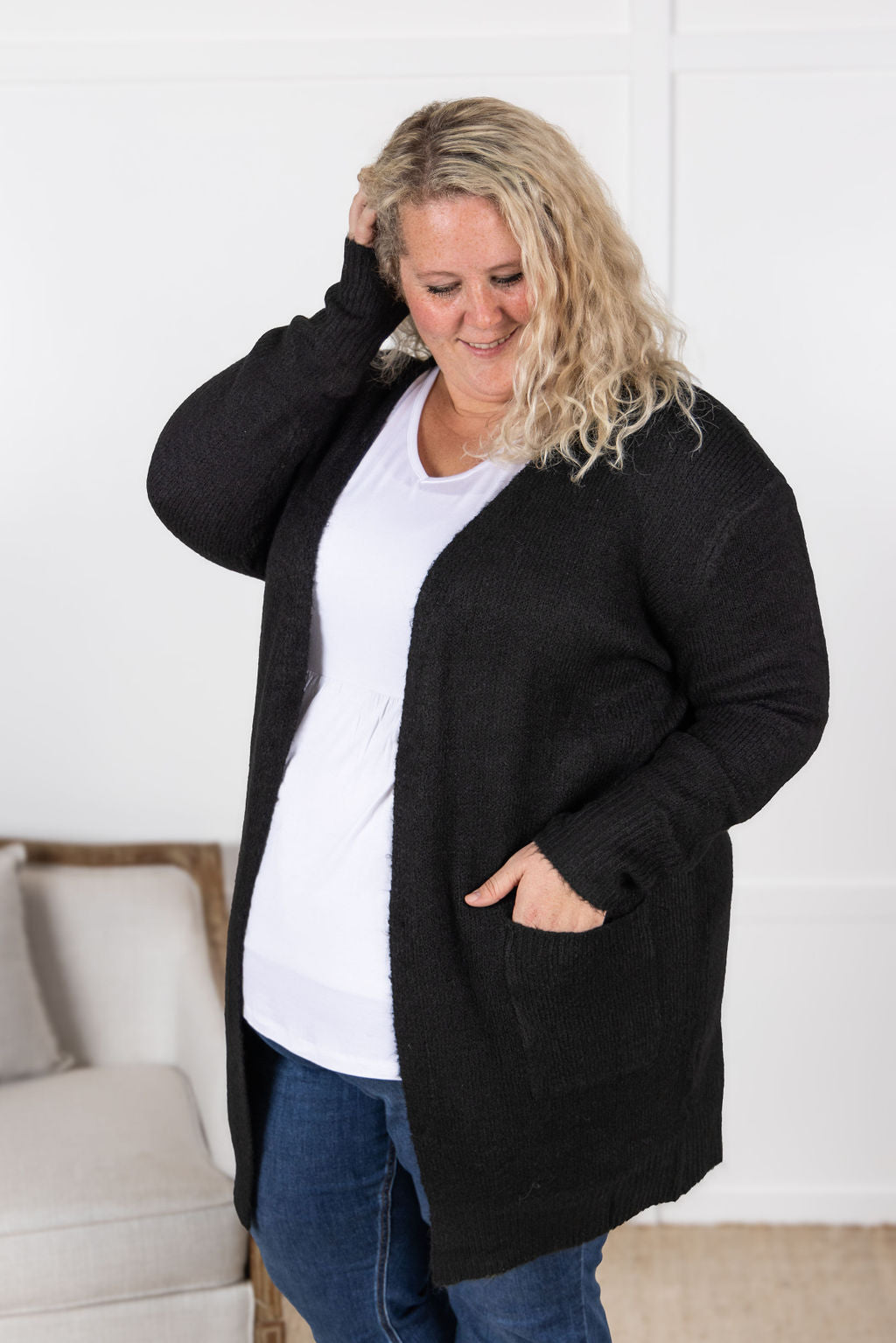 Michelle Mae Madison Cozy Cardigan - Jet Black