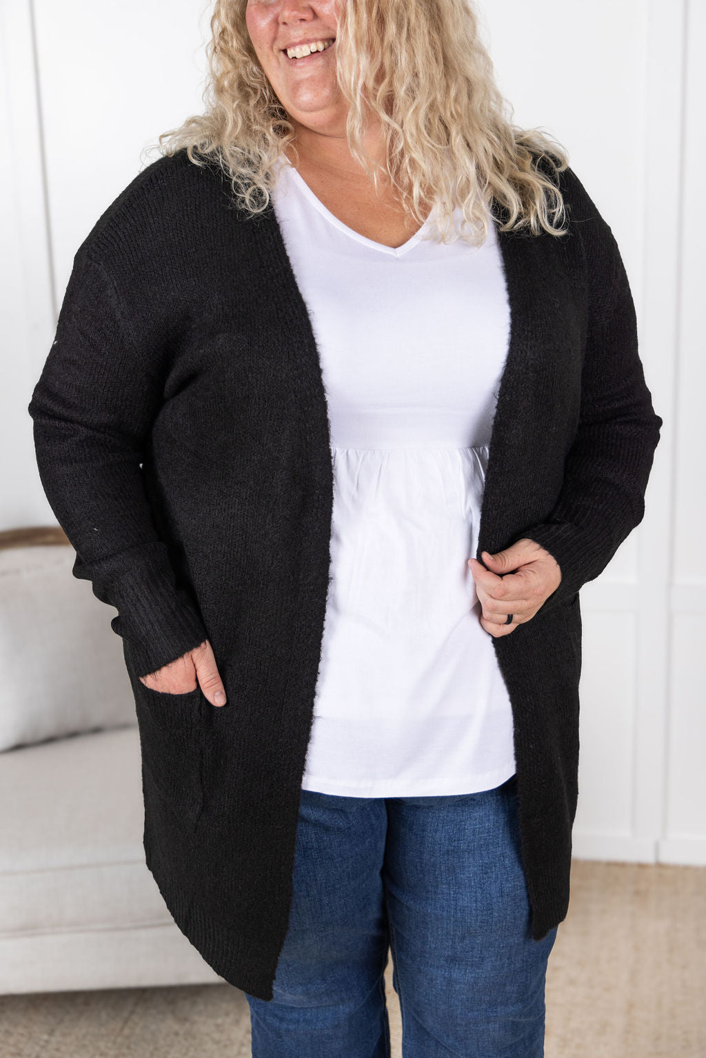 Michelle Mae Madison Cozy Cardigan - Jet Black