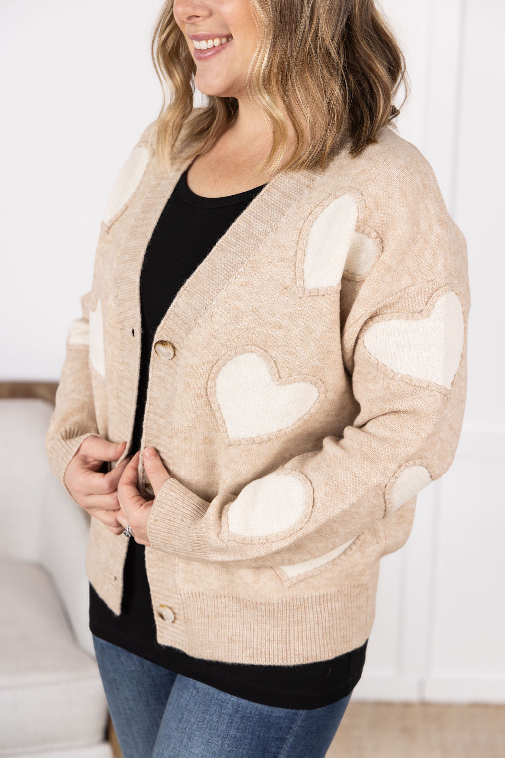 Michelle Mae Sweetheart Cardigan - Tan