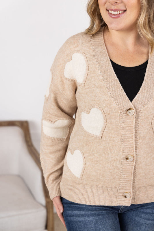 Michelle Mae Sweetheart Cardigan - Tan