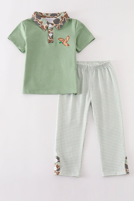 Abby & Evie Camouflage duck embroidery boy set