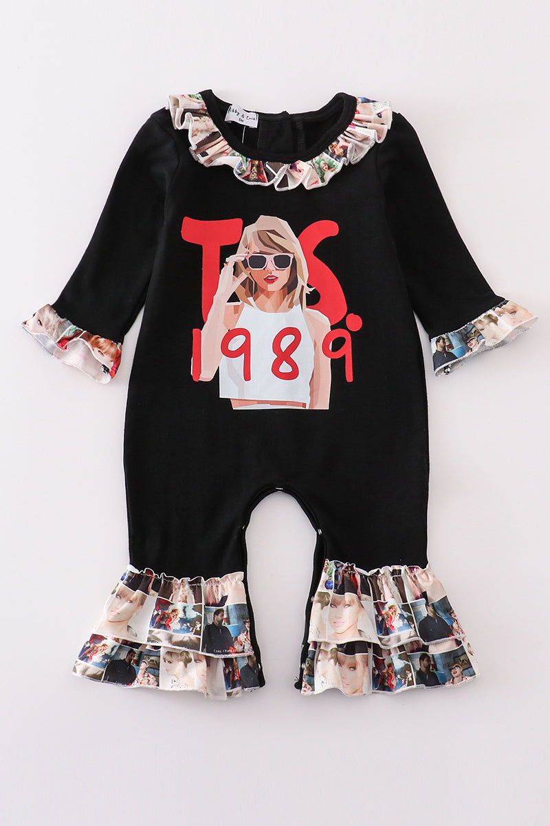 Abby & Evie Black music fan girl romper