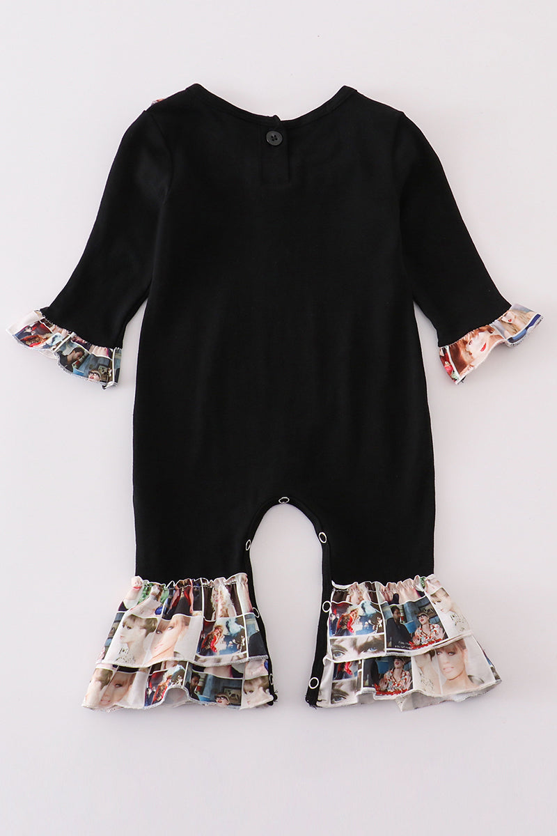 Abby & Evie Black music fan girl romper