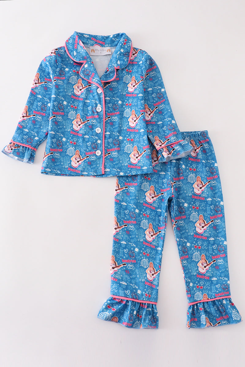 Abby & Evie Blue music fan girl pajamas set