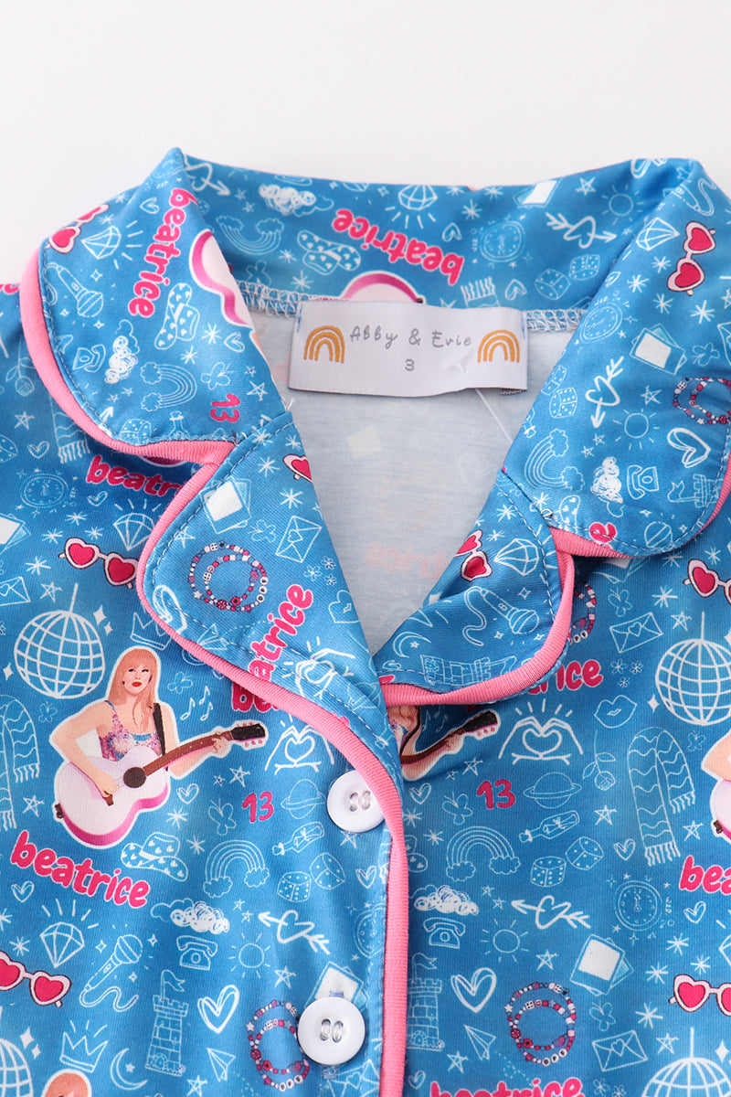 Abby & Evie Blue music fan girl pajamas set