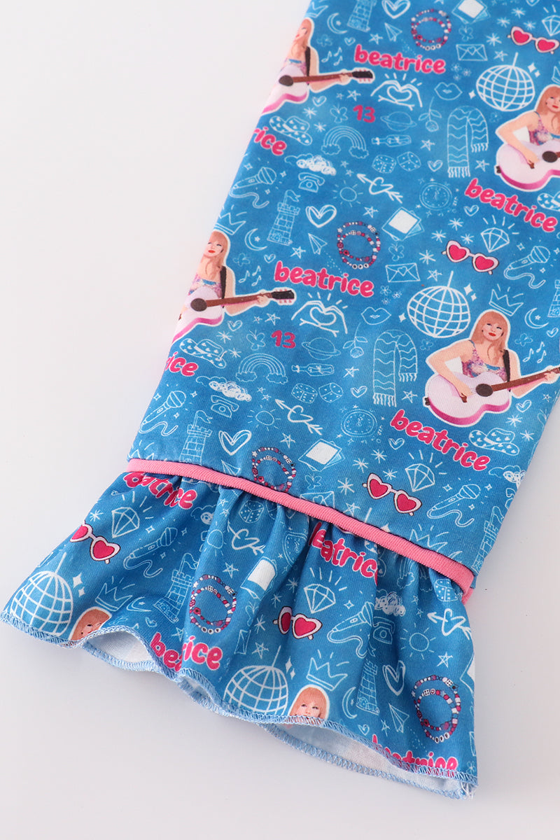 Abby & Evie Blue music fan girl pajamas set