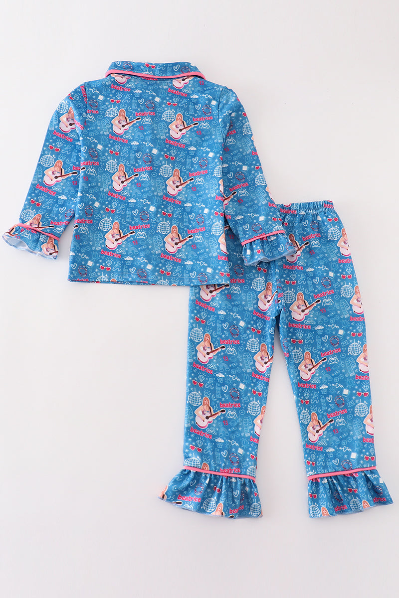 Abby & Evie Blue music fan girl pajamas set