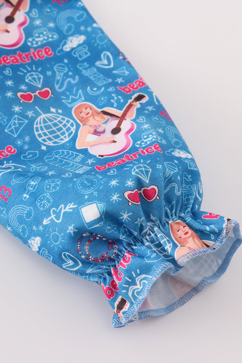 Abby & Evie Blue music fan girl pajamas dress