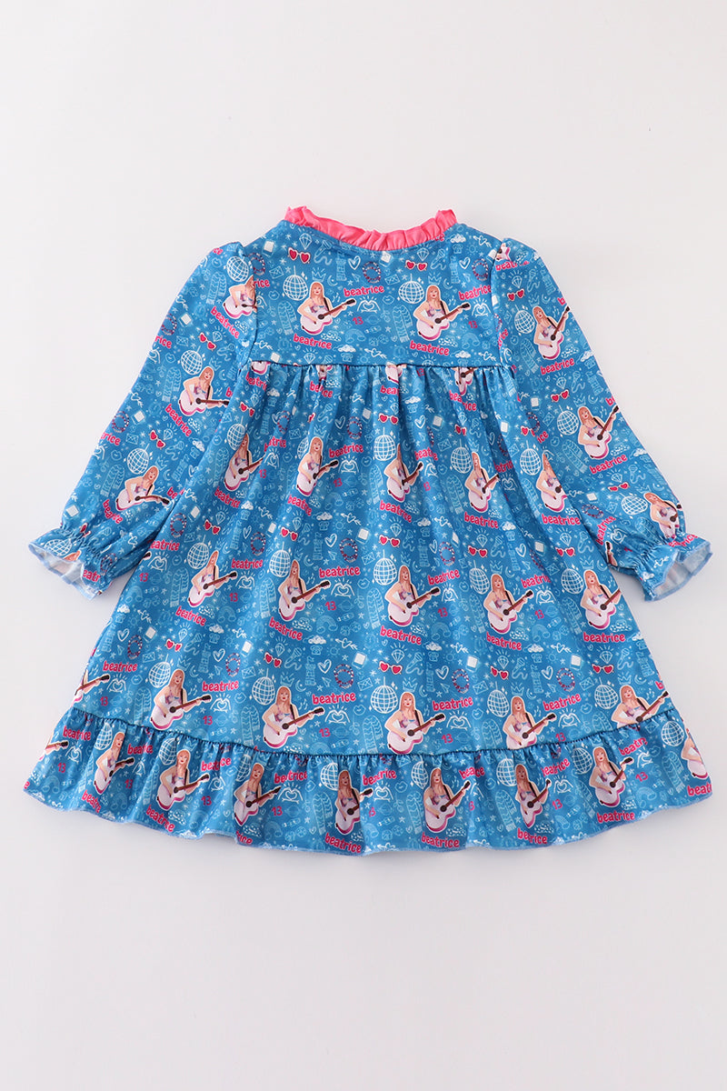 Abby & Evie Blue music fan girl pajamas dress