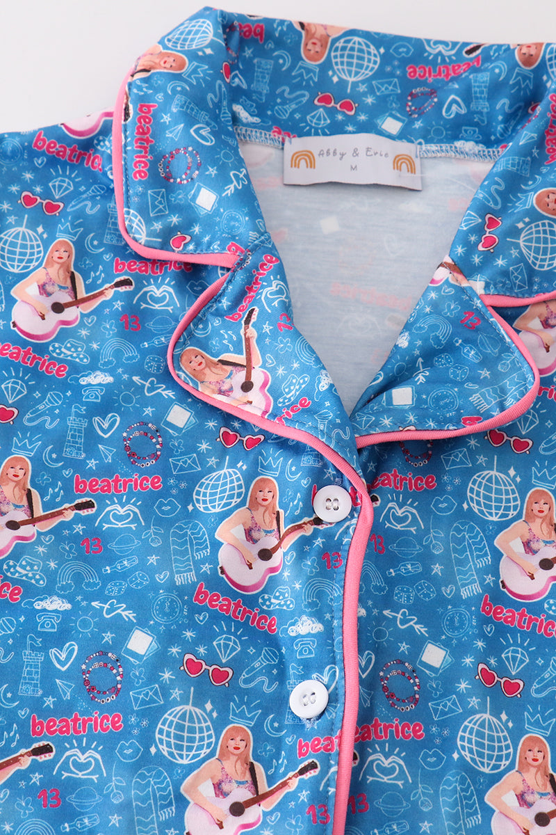 Abby & Evie Blue music fan women pajamas set