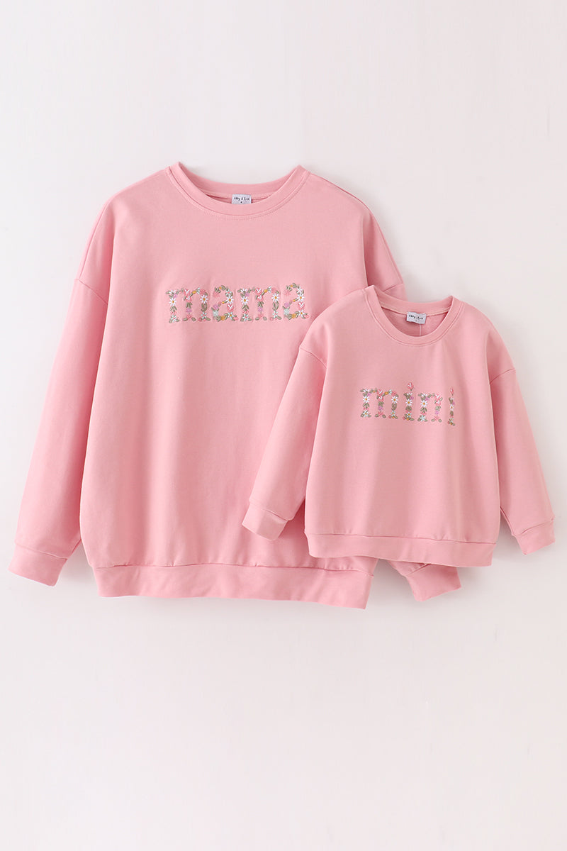 Abby & Evie Pink mini embroidery mom&me sweatshirt