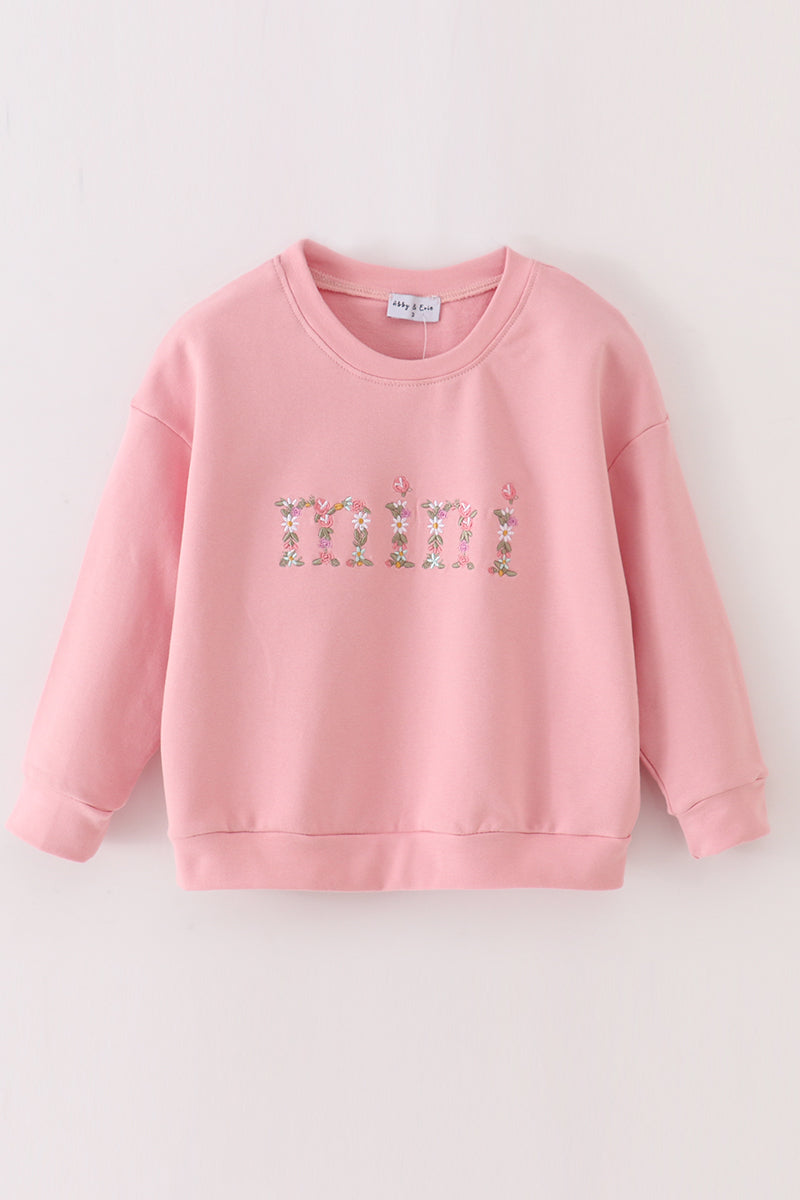 Abby & Evie Pink mini embroidery mom&me sweatshirt