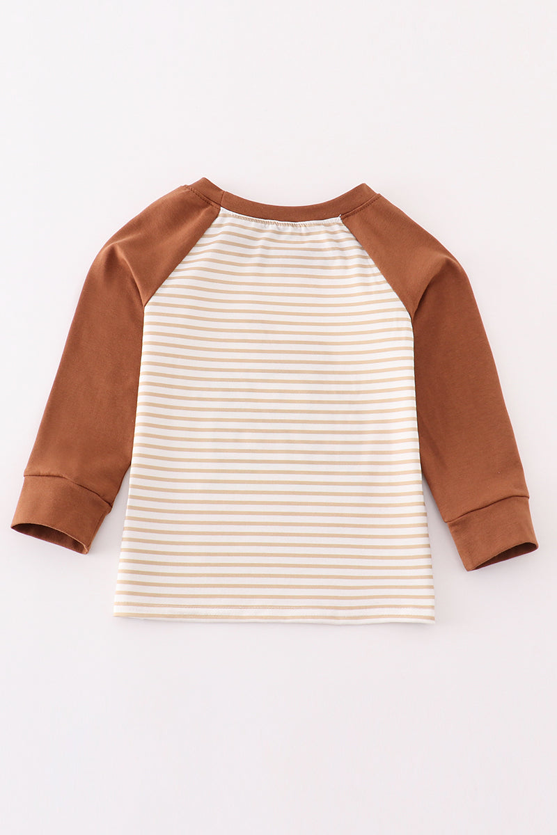 Abby & Evie Noah's ark embroidery stripe boy top