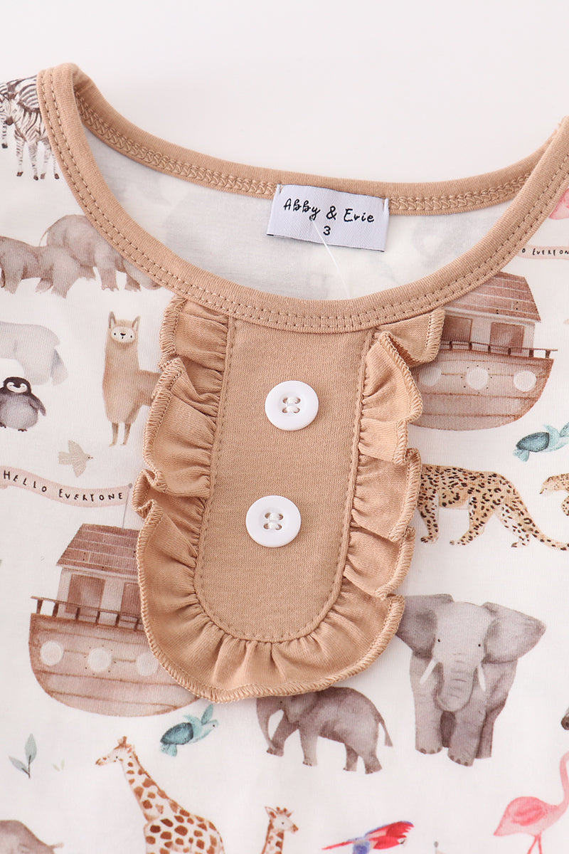 Abby & Evie Noah's Ark animal print girl set