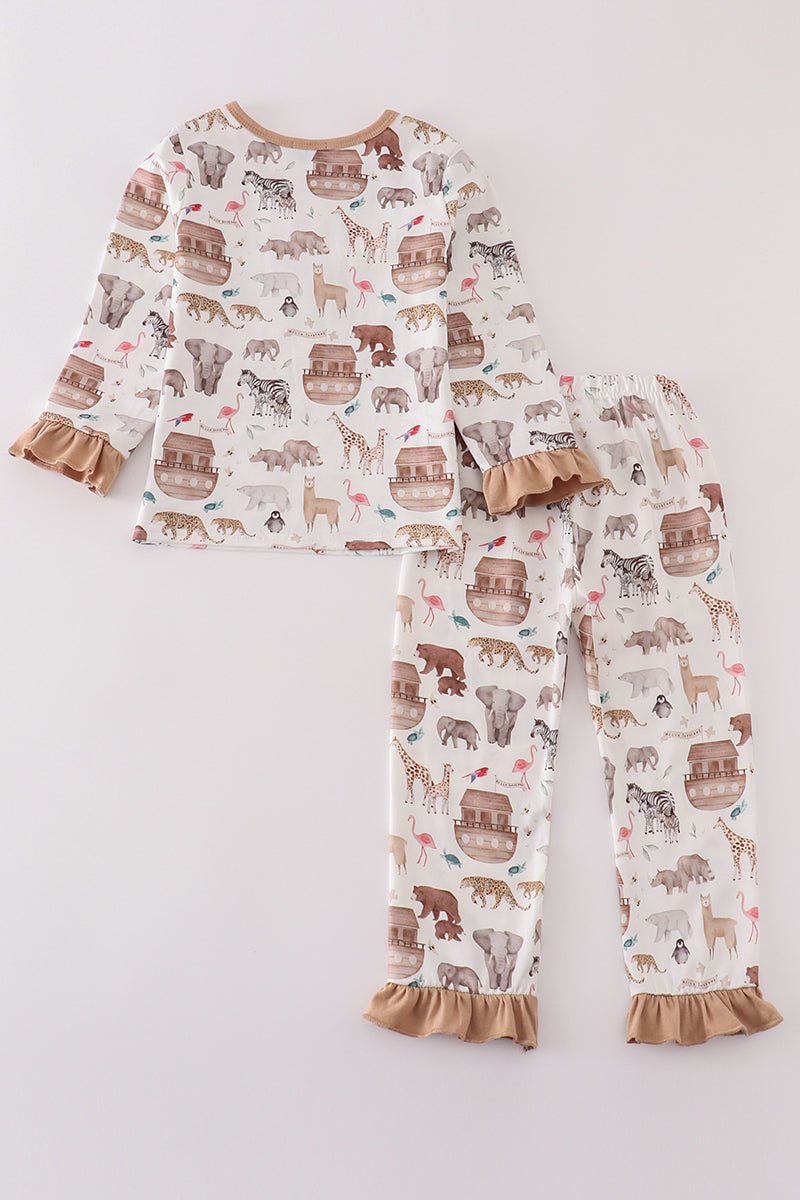 Abby & Evie Noah's Ark animal print girl set