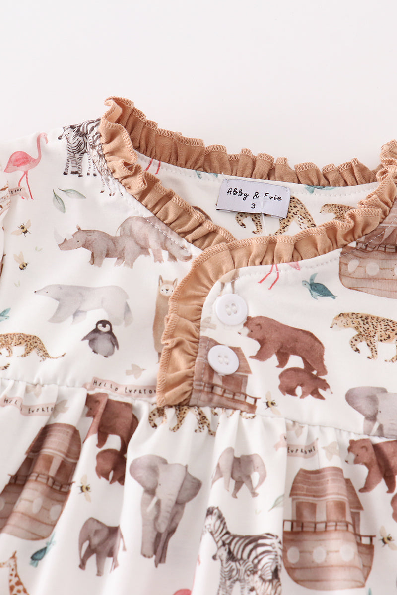 Abby & Evie Noah's Ark animal print girl pajama gown