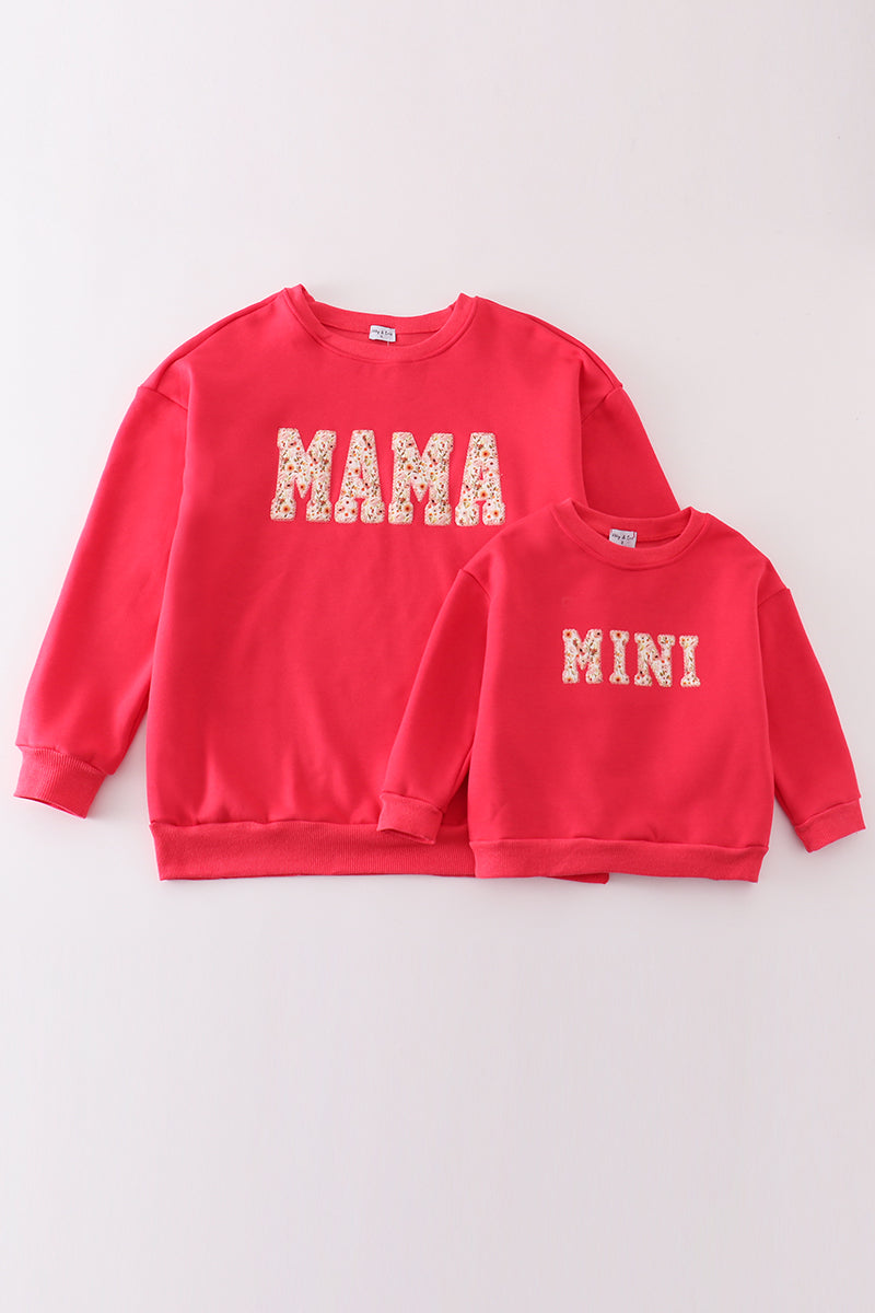 Abby & Evie Red MAMA&MINI applique fleece mom&me sweatshirt