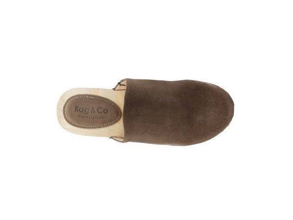 RAG & CO DARCIE TAUPE SUEDE CLOGS - G Marie's Boutique 